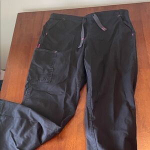 WonderWink Black Scrub Pants with Pink Accent
